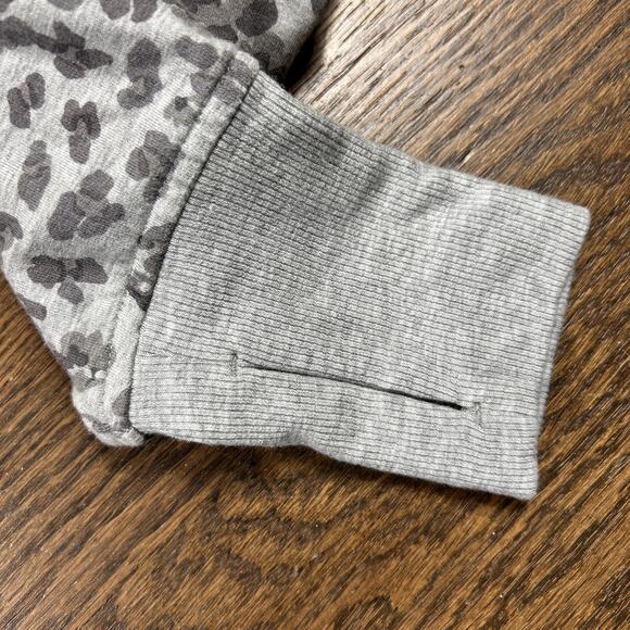 Athleta Hoodie Womens Small Gray Animal Print Full Zip Thumbholes Pullover Top - Picture 3 of 8